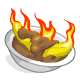 Roast Banana covered in super spicy flaming hot sauce - delicious!