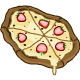 A delicious twist on a traditional pizza. Chocolate pizza base topped with cheese and strawberries - yummy!