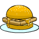 A delicious sugared waffle oozing with syrup wrapped inside a burger bun with chilli sauce.