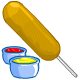 Yum Yum! A whole corn dog with mustard and tomato sauce... what could be nicer?