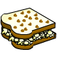 Mmmm layers of warm gooey caramel popcorn sandwiched between two slices of fresh bread. Topped with chocolate chips!