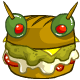 A cute sandwich that is decorated to look like a Buzz head.