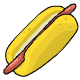An extremely narrow sausage wrapped in a cheese flavoured hot dog bun.
