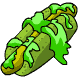 This hot dog looks as if it has been dredged up from the ocean. I am sure it tastes nice though!