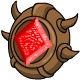 A solid milk chocolate medallion with a strawberry jelly jewel.