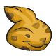 A freshly baked chocolate chip cookie in the shape of a Cybunnys head.