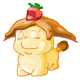 This plain Poogle biscuit has chocolate sauce and a strawberry on top!