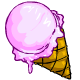 A generous scoop of strawberry ice cream in a crunchy waffle cone.